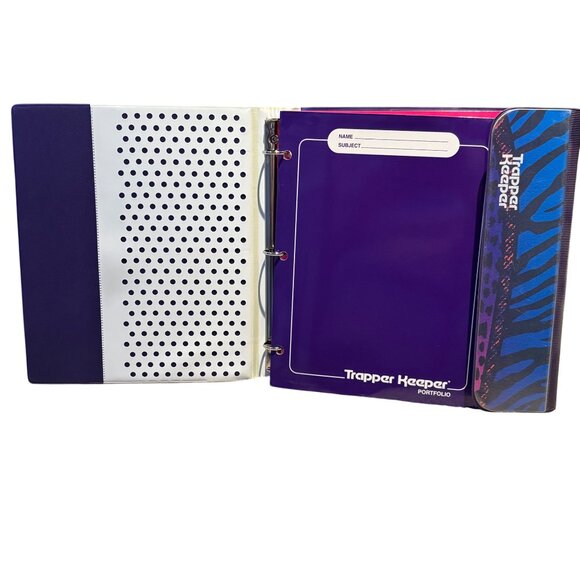 Trapper Keeper Binder Portfolio 3-Ring Folders Clip Board Animal Print Retro Sty - Picture 5 of 7